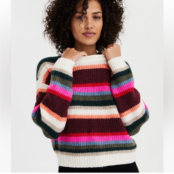 American Eagle knitted colorful stripes long sleeves sweater. Size Small - Picture 1 of 6